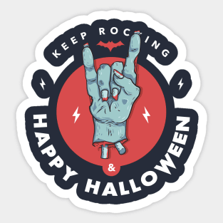 Happy Halloween zombie tee - fun monster shirt - rock and scary dead hand illustration Sticker